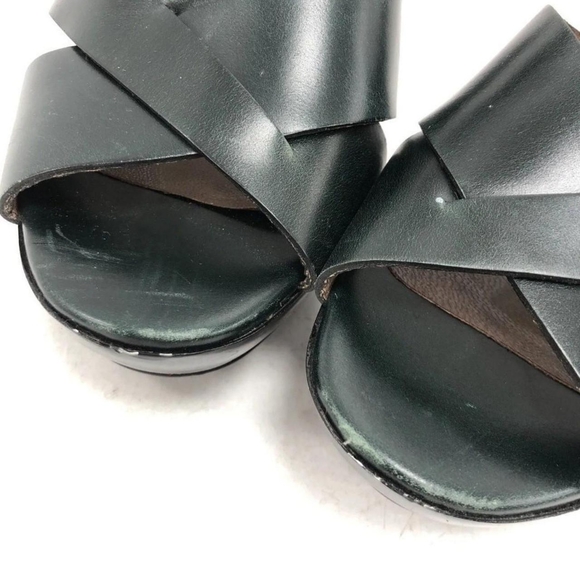 Marni dark green leather wedged sandals Size 39 uk 6 - Picture 4 of 4